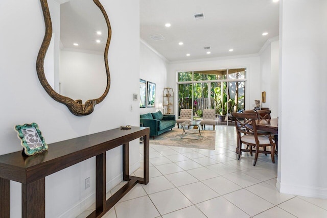 interior space featuring crown molding