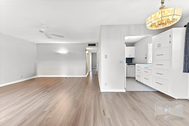 364 Capri H, Delray Beach, FL 33484 - interior space with light hardwood / wood-style floors and ceiling fan with notable chandelier