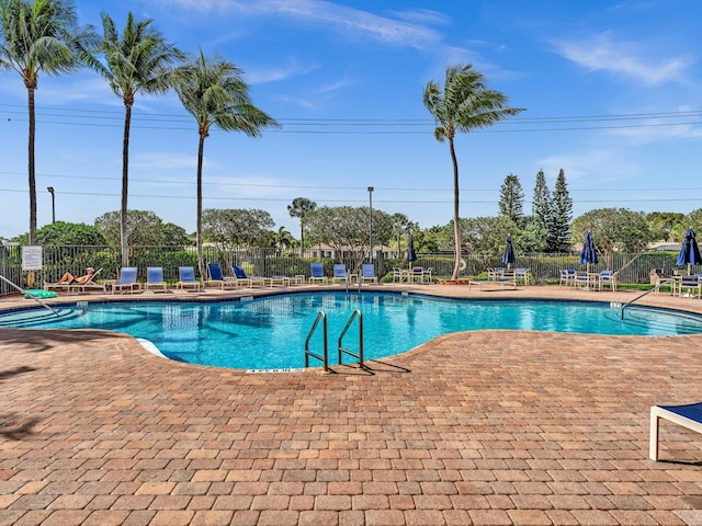 view of pool featuring a patio area