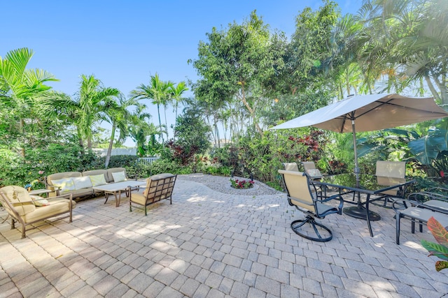 view of patio with an outdoor living space