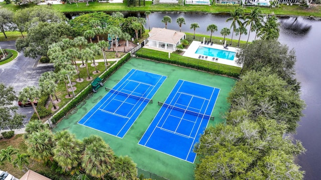 bird's eye view featuring a water view