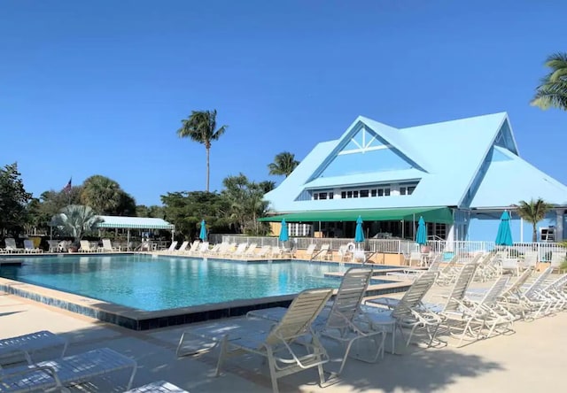 view of pool featuring a patio area