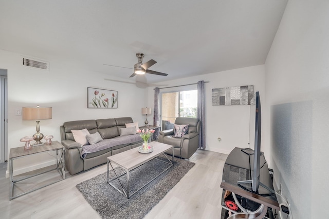 927 Riverside Dr Unit 313, Coral Springs, FL 33071 - living room featuring ceiling fan and light wood-style floors