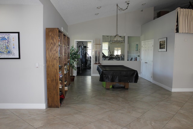 3371 Jog Park Dr, Greenacres, FL 33467 - rec room featuring high vaulted ceiling, light tile patterned floors, and billiards