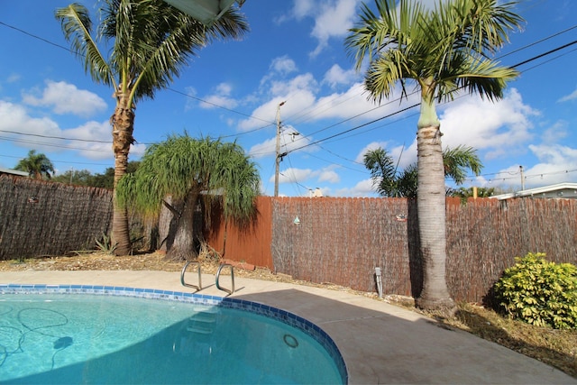 view of pool with a fenced backyard and a fenced in pool