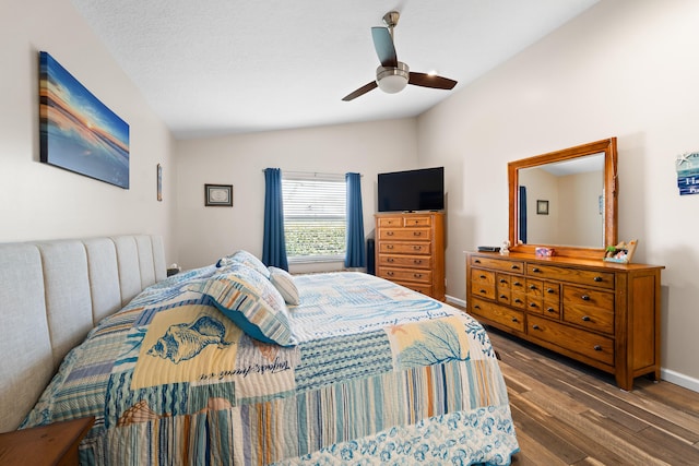 7087 Lombardy St, Boynton Beach, FL 33472 - bedroom with ceiling fan, wood finished floors, baseboards, and vaulted ceiling