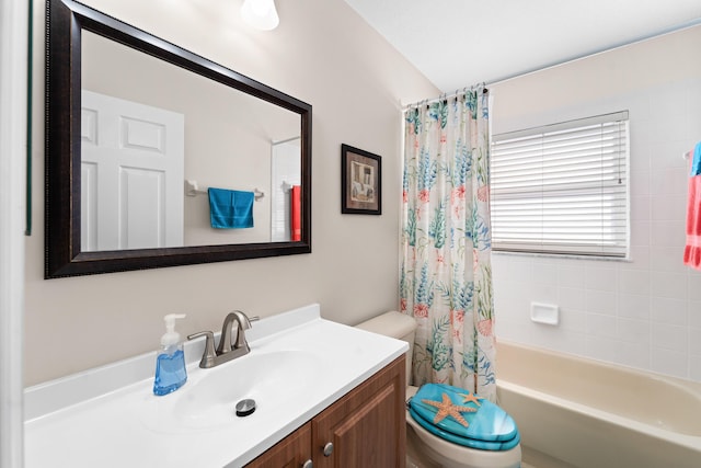 7087 Lombardy St, Boynton Beach, FL 33472 - full bathroom with shower / bathtub combination with curtain, toilet, and vanity
