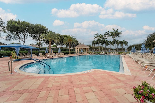 7087 Lombardy St, Boynton Beach, FL 33472 - pool featuring a gazebo and a patio