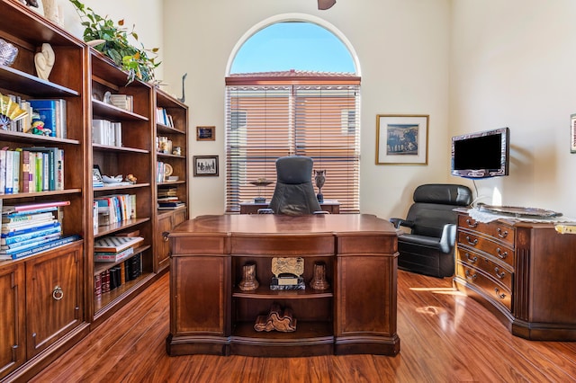 office with wood finished floors