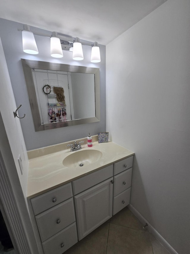 bathroom with vanity and tile patterned floors