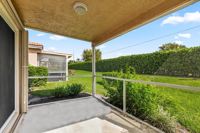 view of unfurnished sunroom