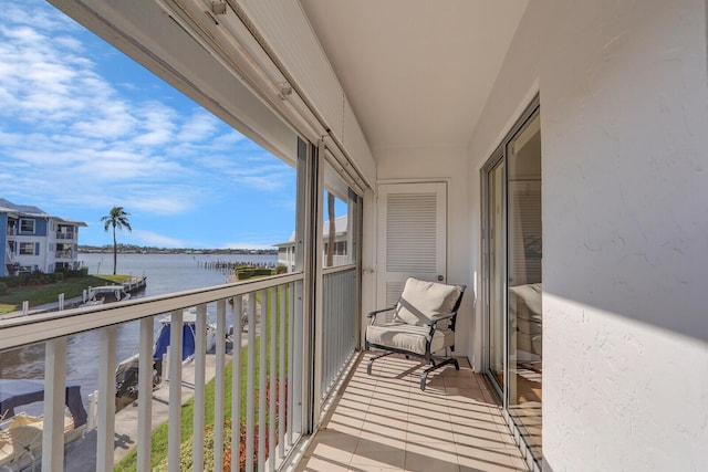 balcony with a water view