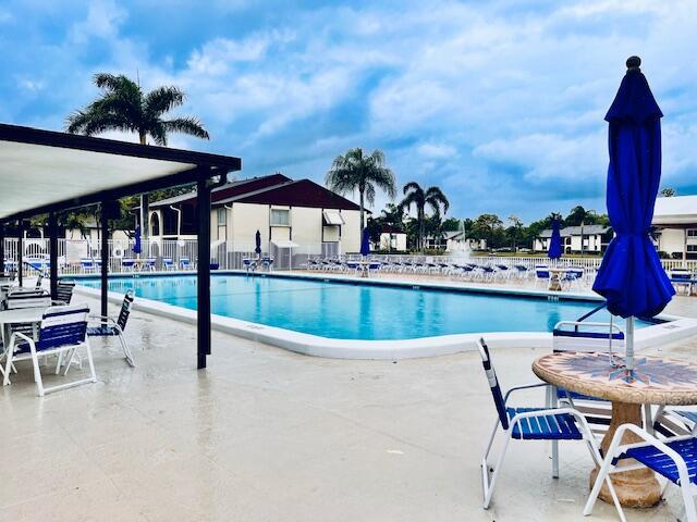 view of pool with a patio and fence