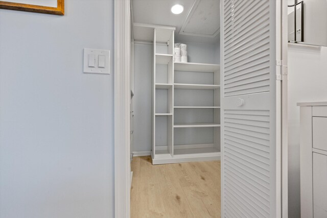 spacious closet with light wood-type flooring