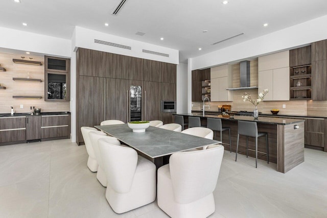 dining room featuring recessed lighting and visible vents