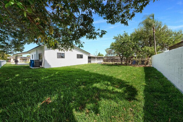 view of yard with a fenced backyard