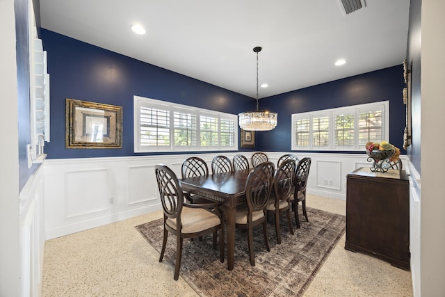 dining room with an inviting chandelier