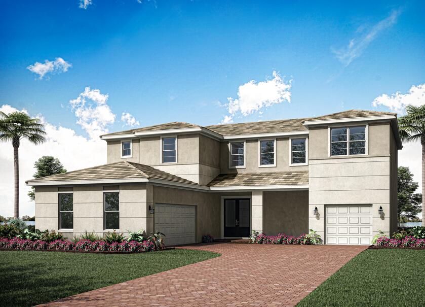 view of front facade featuring a garage and a front lawn