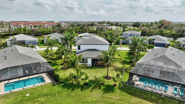 bird's eye view with a residential view