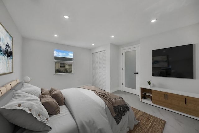 bedroom with recessed lighting