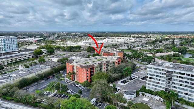 aerial view featuring a city view