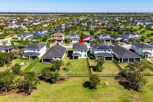 aerial view with a residential view