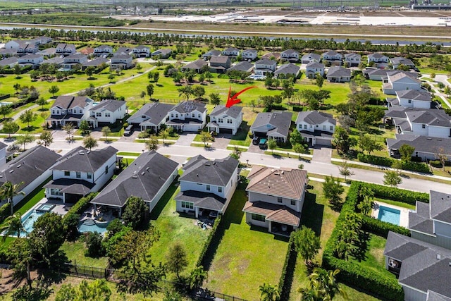 bird's eye view with a residential view