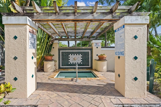 exterior space with a pergola