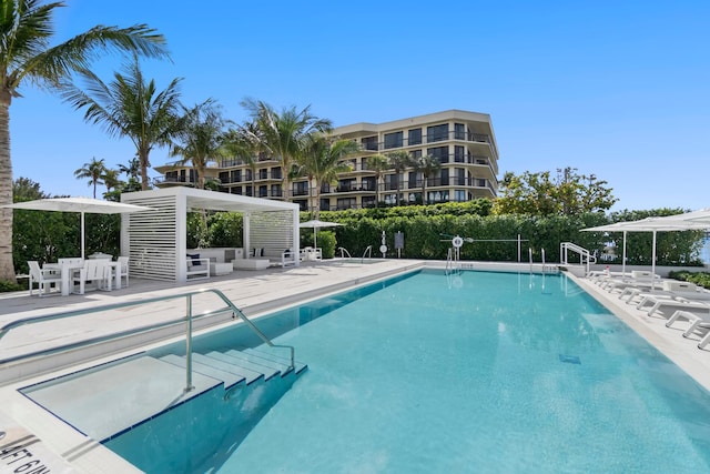 pool featuring a patio area