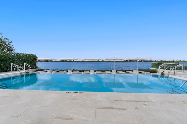 pool with a water view