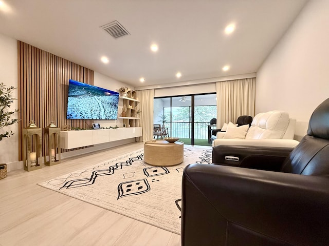 living room with wood-type flooring