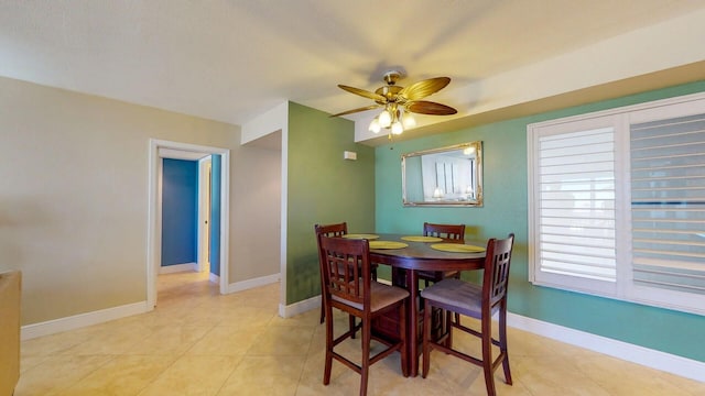 2400 S Ocean Dr Unit 2328, Fort Pierce, FL 34949 - dining space with ceiling fan, baseboards, and light tile patterned floors