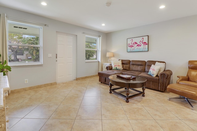 view of tiled living room