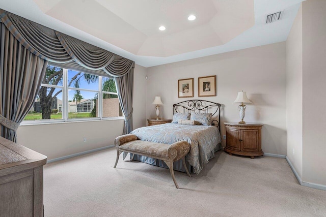 7357 Marbella Echo Dr, Delray Beach, FL 33446 - bedroom with a tray ceiling and light carpet