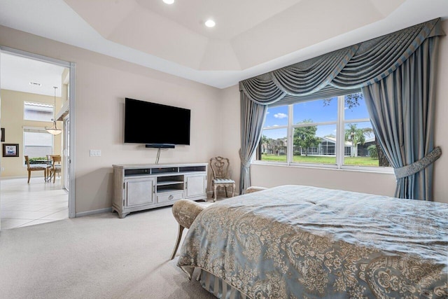 7357 Marbella Echo Dr, Delray Beach, FL 33446 - carpeted bedroom featuring a tray ceiling and multiple windows