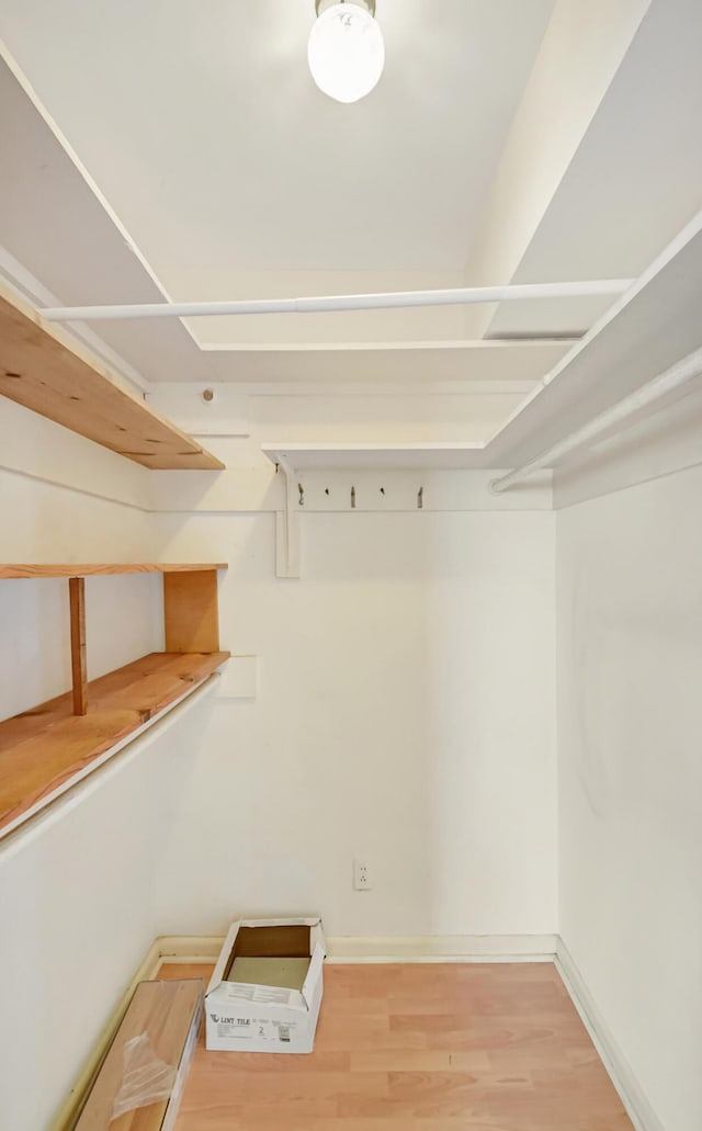 walk in closet featuring light hardwood / wood-style floors