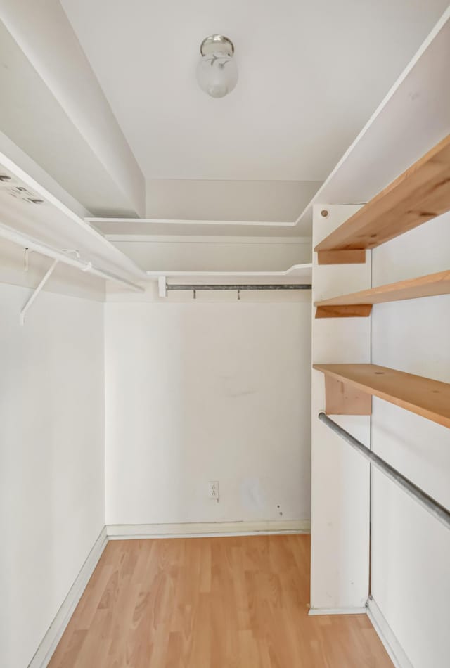 walk in closet featuring light hardwood / wood-style floors