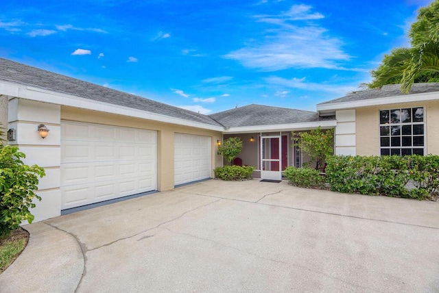 exterior space with a garage