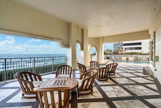 balcony with a water view