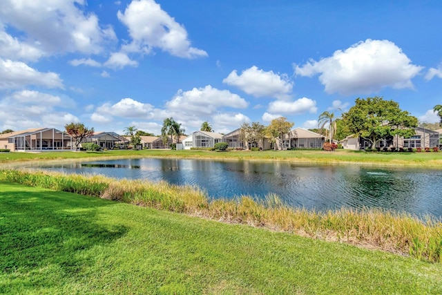 view of water feature with a residential view