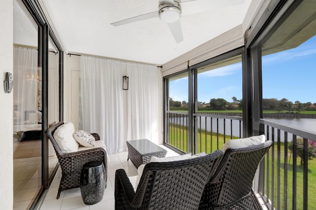 15334 Strathearn Dr Unit 12104, Delray Beach, FL 33446 - sunroom / solarium with ceiling fan and a water view
