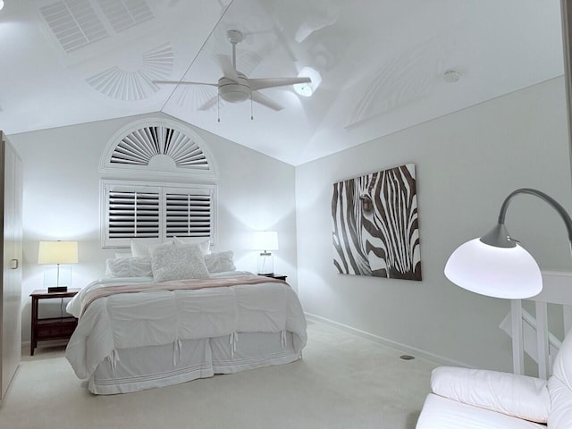 15334 Strathearn Dr Unit 12104, Delray Beach, FL 33446 - bedroom featuring vaulted ceiling, carpet, and ceiling fan