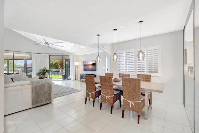 15334 Strathearn Dr Unit 12104, Delray Beach, FL 33446 - dining area with lofted ceiling and a ceiling fan