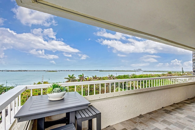 balcony with a water view