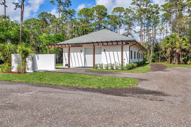 exterior space featuring a garage