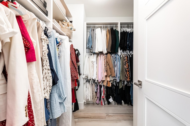 spacious closet with light wood-type flooring