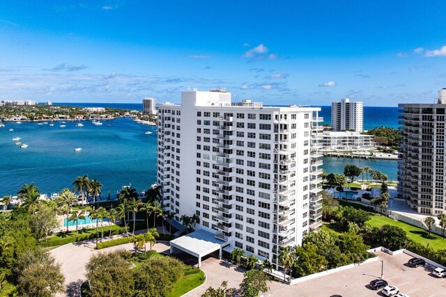 875 E Camino Real Unit 7E, Boca Raton, FL 33432 - birds eye view of property with a water view