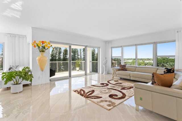 875 E Camino Real Unit 7E, Boca Raton, FL 33432 - living room featuring crown molding