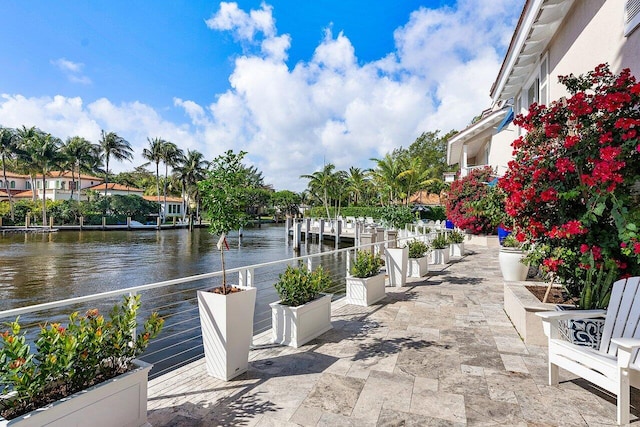 view of community featuring a water view