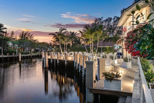 dock area featuring a water view